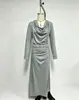 2026 Nuevo Amazon TK Moda Femenina Europea y Americana Diseño de Comercio Exterior Vestido Largo Casual Elegante con Cuello Oscilante Estiloso