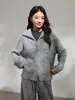 Suéter de punto con cremallera de cuello alto y estampado estilo coreano para mujer, principios de otoño 2026, cárdigan corto de punto holgado, chaqueta de estilo casual
