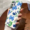 Funda de teléfono de película de transferencia térmica con lazo azul atmosférico para Galaxy S23 Ultra funda protectora para mujer