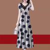 Elegante Vestido de Verano con Cintura Ajustada en el Hombro Derecho de Manga Corta Estilo Nuevo del Sudeste Asiático para Mujer Tallas Grandes Moda Faldas Estampadas de Moda