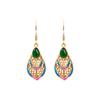 Pendientes de calcedonia natural con incrustaciones de esmalte de gota de diseño original de estilo chino que no se decoloran fácilmente, joyería de disfraz antigua de corte oriental