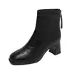 Botas Slim para Mulheres, Novo Estilo Outono e Inverno 2026, Elegantes Versáteis Retrô de Cano Curto, Botas Individuais Femininas com Bico Quadrado e Salto Bloco