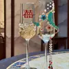 Kit de Material DIY Criativo Novo Estilo Chinês para Taças de Brinde de Casamento, Presente de Noivado e Casamento para Recém-Casados, Presentes Criativos e Práticos
