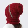 Nuevo Gorro de Lana de Invierno Gorro Tejido Bufanda Integrada Bufanda Cálida Cortavientos con Forro de Polar Gorro Baotou Gorro para Viento y Nieve