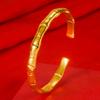 El más fácil para Match Fashion Pulsera de Bambú Chapada en Oro de 24 Quilates Tendencia Japonesa y Coreana Pulsera de Bambú Tallada Brillante Simple Dropshipping