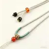 Corda para Colar 2mm Corda de Pingente Tecida à Mão com Fecho Ajustável Pedra Ágata Vermelha Joia para Pendurar no Pescoço Ágata