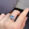 Anel de topázio natural puro anel de cristal rede completa superfície impecável topázio suíço pedra principal 5*7mm prata 925