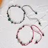Pulsera de Pareja Estilo Chino Cristal Trenzado con Nudos Pulsera de Cuentas Accesorios Simple Ajustable Versátil Retro Hebilla de Seguridad