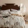Contador sin conexión 60 algodón grueso lijado cuatro piezas algodón retro flores rotas francesas sábanas de cama otoño e invierno funda de edredón