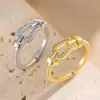 Anillo Exquisito Super Brillante de Circonita para Niñas, Lujo Accesible y Anillo de Apertura Ajustable de Gama Alta, Baño de Oro Real Simple