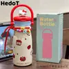 Botella de agua simple, taza térmica, acero inoxidable 316, diseño elegante, doble propósito con popote, portátil, gran capacidad, ideal para mujeres