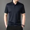Nova camisa polo masculina de manga curta para o verão, camiseta lisa de cor sólida sem costura, qualidade de negócios, polo com lapela, camiseta masculina