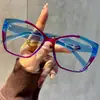 Gafas de lectura para mujer con contraste de color, protección contra luz azul, de alta definición a la moda, comercio transfronterizo de exportación europea y americana, diseño ojo de gato de montura grande