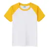 Camiseta Infantil de Verão com Gola Redonda 100% Algodão Manga Curta Uniforme de Classe Personalizado para Meninos e Meninas, Mesmo Estilo Raglan Caimento Solto Camiseta Color-Blocking