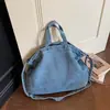 2026 Bolso de Compras Casual de Mezclilla Estilo Coreano Nuevo para Mujer, Bolso de Hombro Tote de Gran Capacidad, Bolso Cruzado para Estudiante y Viajero