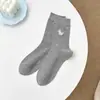 Meias de Novo Estilo para Primavera e Outono para Mulheres, Meias de Algodão que Absorvem o Suor e São Respiráveis, com Bordado de Desenhos Animados de Gatinhos e Filhotes, Meias de Cano Médio para Estudantes, Meias Casuais