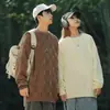 Otoño e Invierno Cuello Redondo Ropa de Punto de Invierno para Hombre Nueva Holgada Terciopelo Engrosado Ropa de Punto para Fondo Ropa de Punto Cálida para Jóvenes