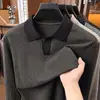 Estilo Old Money Outono 2026 Nova Camisa Polo Fina de Manga Longa para Homens, Casual de Negócios, Roupa para Pai de Meia-Idade