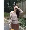 Chegou. Suéter de tricô feminino para outono e inverno, de alta qualidade, casual, macio e confortável, acinturado, modelador, camada interna, top básico
