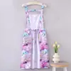 Nuevo Delantal Elegante para Mujer, Falda Plisada con Tirantes, Impermeable y a Prueba de Aceite, Delantal de Moda Estampado Completo de Alta Gama, Ropa de Trabajo para Mujer
