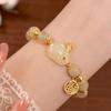 Pulseira Elegante de Luxo Leve Colorida Pedra Natural Chinesa Étnica Lótus Ruyi Estilo Nacional Pulseira Melhor Amigo Joia