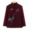 Elegante abrigo de otoño para madres, mujeres de mediana edad y mayores, atuendo de primavera y otoño para suegra, elegante blusa de cuello alto para señoras mayores