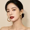 Pendientes de C-shape de Moda con Sentido de Diseño de Nicho para Mujer, Pendientes de Botón Versátiles y Modernos, Pendientes de Botón Geométricos, Joyería de Oreja Exquisita y Elegante para Mujer