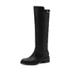 Piel de plena flor, sencillas y versátiles, botas de montar de pierna recta, colección invierno 2026, tacón medio grueso, punta redonda, detalle de hebilla, piel auténtica, botas altas largas para mujer