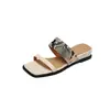 Sandalias de mujer de piel de vaca de capa superior con estampado de serpiente y suela gruesa, sandalias casuales de verano de cuero genuino con punta cuadrada y puntera abierta para mujer
