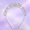 Tiara de festa europeia e americana em liga de zinco com strass de estrela e diamantes, acessório de cabelo para celebração de feriado com pentagrama, coroa de cabeça da moda