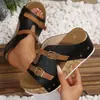 Nuevas sandalias de cuña para mujer de talla grande, de punta abierta, suela gruesa, con tachuelas, suministro directo transfronterizo europeo y americano
