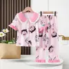 Pijama Infantil de Manga Curta para Verão para Crianças Maiores e Meninas Pequenas, Roupa de Casa com Desenhos, Roupas com Ar Condicionado Estilo Princesa, Conjunto de Verão para Meninas