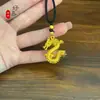 Colar zodíaco ano do Dragão Antigo pingente dragão ouro areia banhado a ouro corrente de suéter chinesa retrô de alta qualidade joia para homens e mulheres