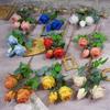 Buquê Falso Simulado de Rosa Torre com 3 Cabeças, Flor de Seda Artificial, Flor de Chão para Casamento, Flor de Plástico, Arranjo de Casamento de Alta Qualidade