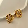 Brincos Dazan Ouro 18K Europeu e Americano Moda Transfronteiriça Nicho Ins Retrô Vintage Estilo Exagerado Lava À Prova D'água