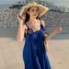 Nuevo Vestido de Tirantes Azul Francés de Principios de Primavera para Niños, Verano, Gama Alta, Vacaciones en la Costa, Vestido Largo