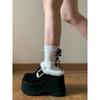 Cálido Aumento de Altura Ropa Exterior con Forro Polar Zapatos de Algodón 2024 Otoño/Invierno Nuevo Estilo Pequeño Fondo Ultragrueso Tubo Corto Mao Mao Botas de Nieve para Mujer