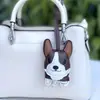 Nuevo Colgante de Bolso para Cachorro Corgi Llavero de Coche de Bulldog de Cuero Colgante de Cuero de Corgi Lindo