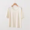 Camiseta de Linho e Liocel Fina de Verão com Estampa de Gotas para Mulheres, Top Soltinho Respirável de Algodão e Linho, Camiseta Casual Emagrecedora para Mulheres