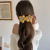Pinza Banana de Hilo Floral Estilo Coreano para Mujer, Pasador de Cola de Caballo para Otoño e Invierno, Accesorio para el Cabello Versátil y Elegante para Peinados Semirecogidos