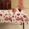 Mantel de boda rojo para un ambiente festivo en el hogar de los recién casados, adecuado para la mesa de centro o la mesa de comedor de la sala de estar, forma rectangular