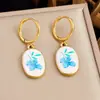 Aretes de Pez Pequeño Ovalados Esmalte de Goteo de Aceite Acero Inoxidable Chapado en Oro Fresco Dulce Estilo Femenino Vacaciones Venta Caliente Amazon para Mujer
