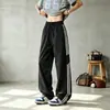 Pantalones deportivos de rayas color block estilo americano de secado rápido, pantalones finos de seda de hielo de verano para hombre, pantalones casuales rectos holgados para exteriores