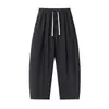 Calça Masculina Casual Nanxia, Solta, com Cordão, Afunilada, Calça Longa Versátil de Linho, Calça Casual Estilo Montanha, Unissex
