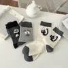 Calcetines de gato animal con combinación de colores negro y gris para mujer, calcetines de tubo, nuevos de otoño e invierno, calcetines de hilo lindos de dibujos animados japoneses, primavera