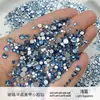 Rhinestones Azules Claros de Base Plana, Rhinestones Grandes en Forma de Abanico, Rhinestones de Base Plana para Uñas, Rhinestones Redondos Azules Super Brillantes