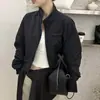 Chaqueta Casual de Estilo Coreano Nueva para Principios de Otoño 2026, Cuello Alto, Corte Holgado, Adelgazante, Versátil, Manga Corta, Estilo Corto para Personas Petitas