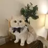 Série Preta Chiffon Pérola Laço Exquisito Gato e Cachorro Gola Bandana Pet Bandana Toalha de Saliva