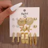 Set de 9 Pares de Aretes Originales Nuevos Dorados Transfronterizos Versátil Ccb Geométrico Estilo Minimalista Pendientes de Comercio Exterior Venta al por Mayor