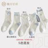 Calcetines con Lazo Estilo Coreano para Mujer Estilo Miu Calcetines Blancos y Azules de Felpa Primavera y Otoño Nuevos Calcetines Bordados de Encaje de Media Pantorrilla